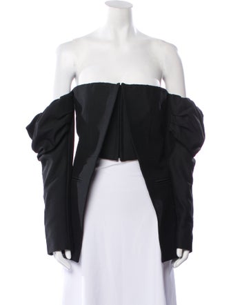Vera Wang Off-The-Shoulder Long Sleeve Crop Top