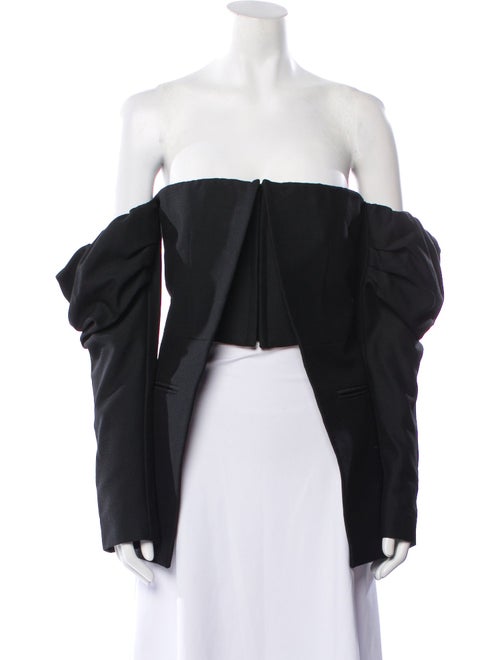 Vera Wang Off-The-Shoulder Long Sleeve Crop Top