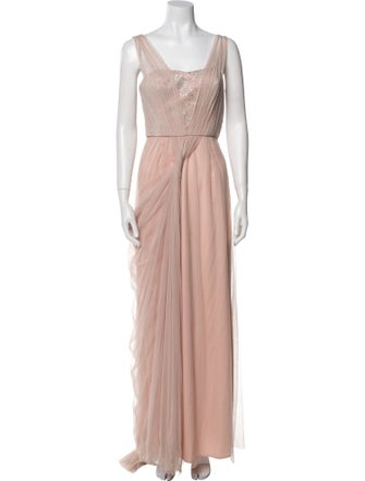 Vera Wang Square Neckline Long Dress
