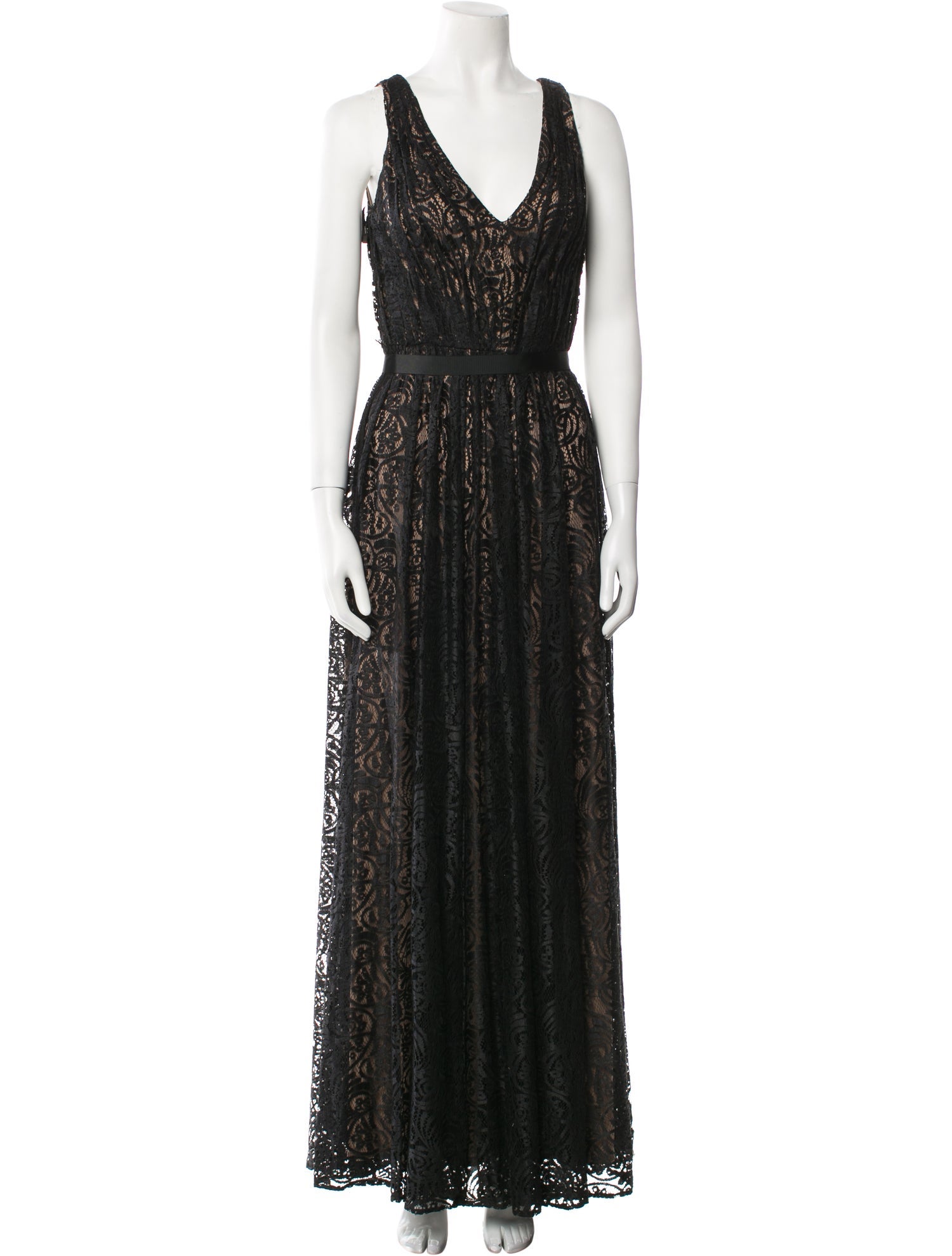 Vera Wang V-Neck Long Dress