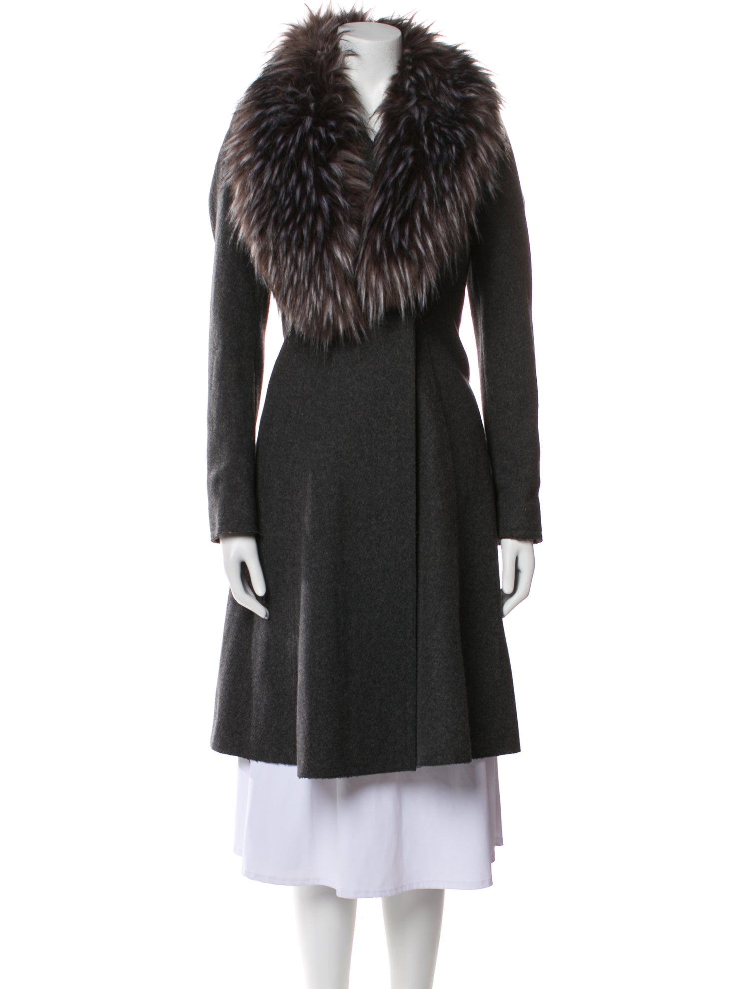 Vera Wang Wool Faux Fur Coat