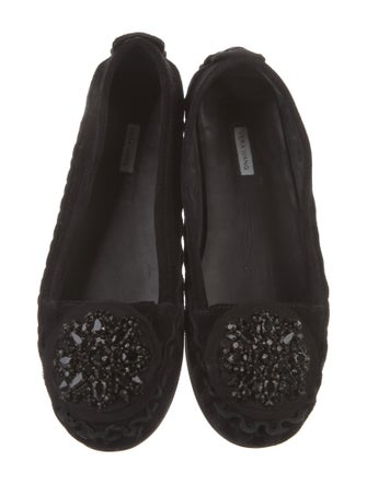 Vera Wang Suede Crystal Embellishments Flats