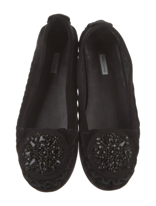 Vera Wang Suede Crystal Embellishments Flats
