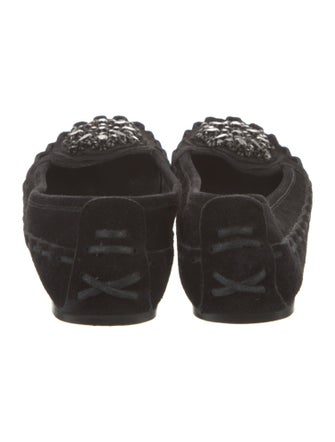 Vera Wang Suede Crystal Embellishments Flats