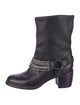 Vera Wang Leather Beaded Accents Moto Boots