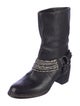 Vera Wang Leather Beaded Accents Moto Boots