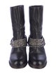 Vera Wang Leather Beaded Accents Moto Boots