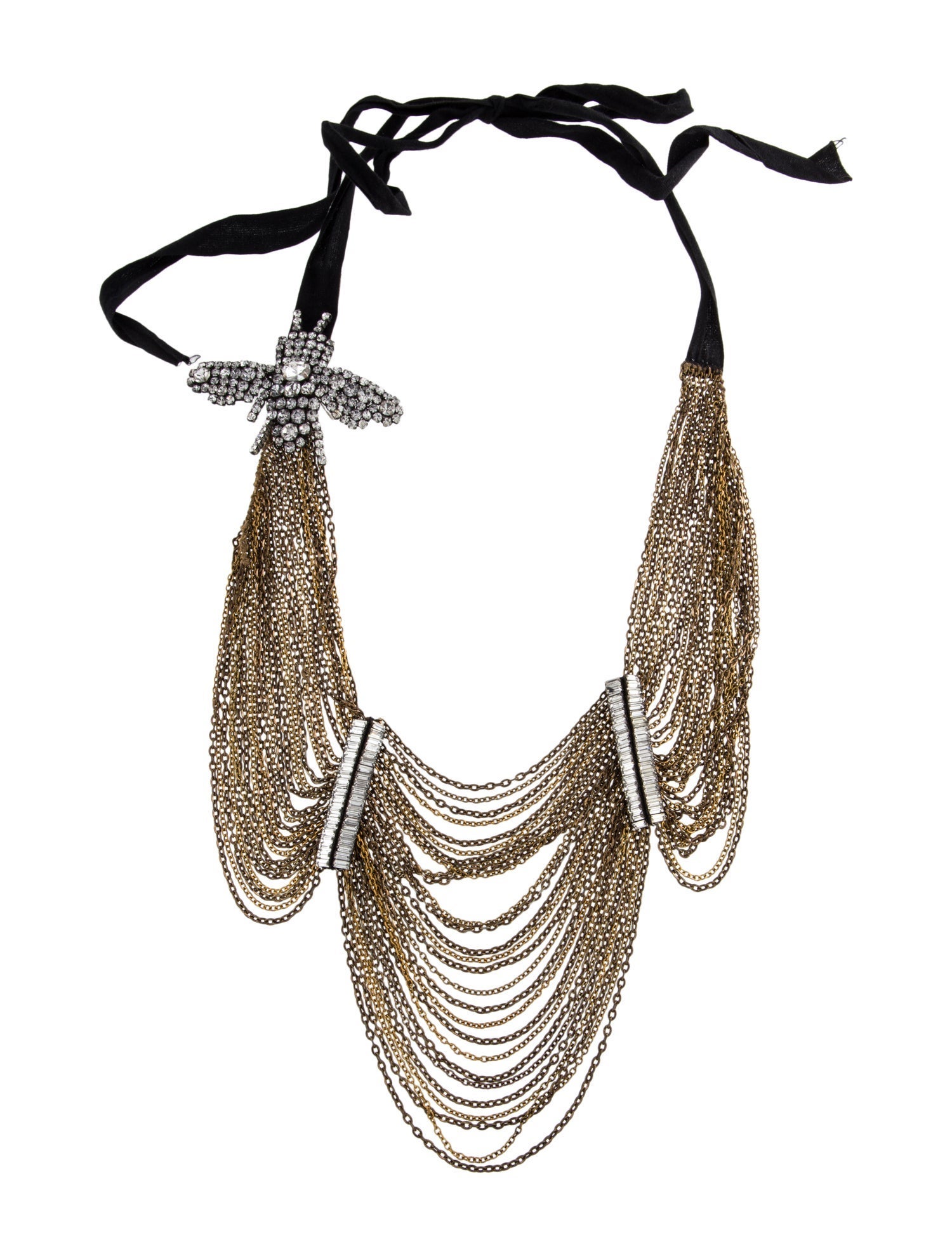 Vera Wang Crystal Bee & Ribbon Multistrand Necklace