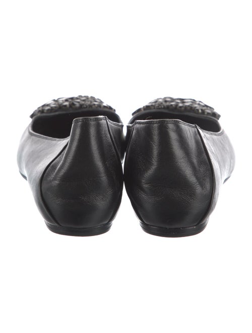 Vera Wang Lavender Label Leather Crystal Embellishments Flats