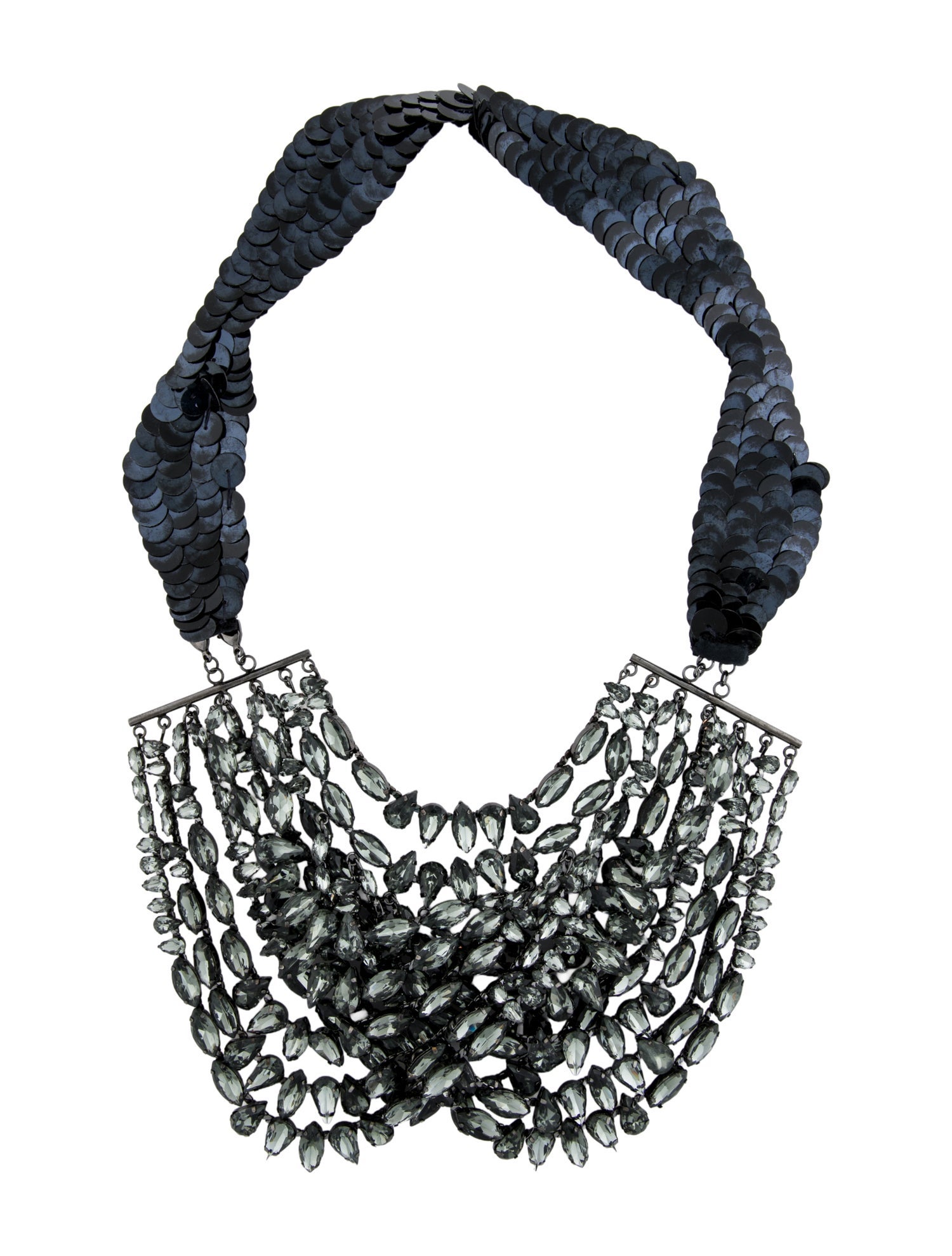 Vera Wang Sequins, Crystal & Fabric Collar Necklace