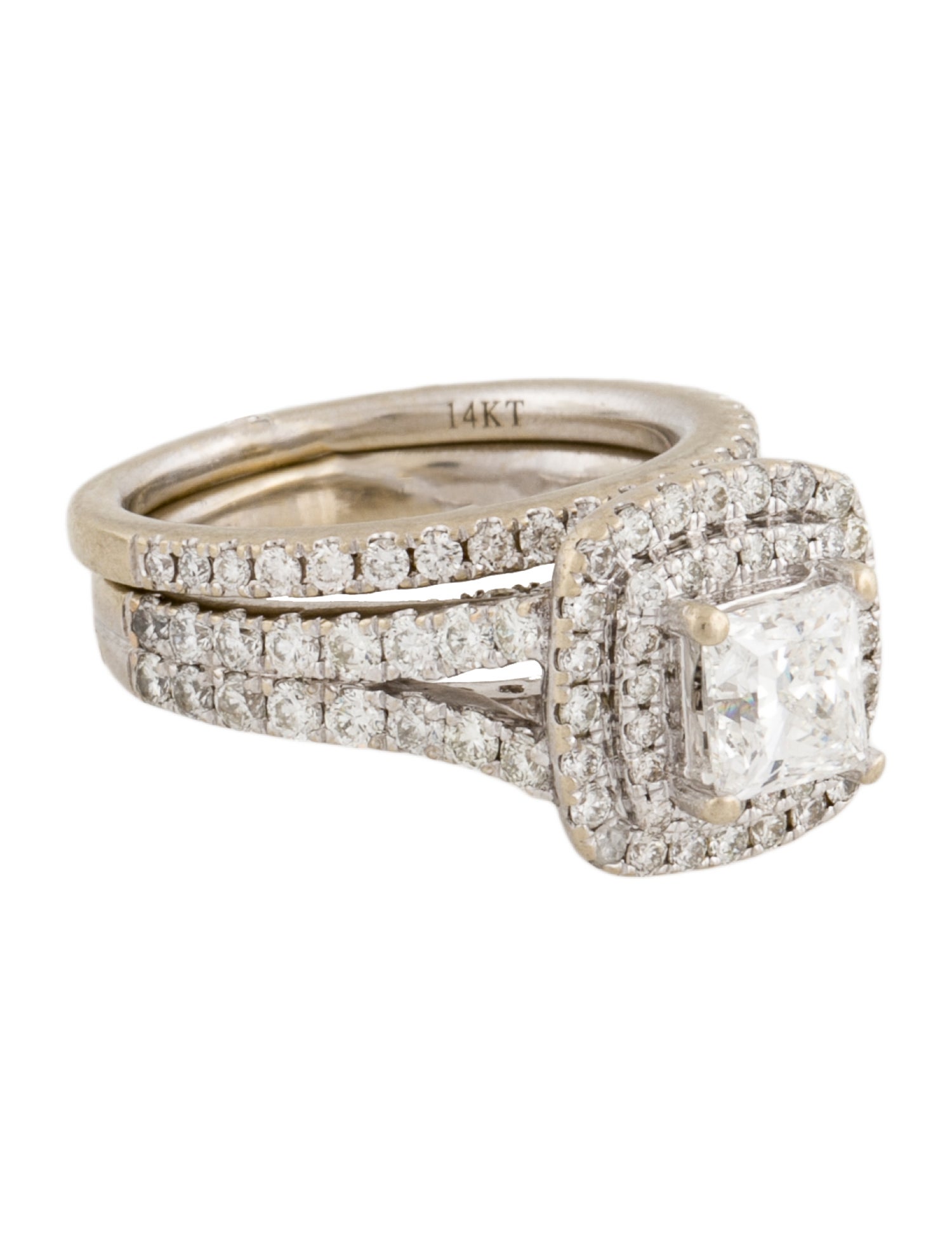 Vera Wang Diamond & Synthetic Sapphire Engagement Ring w/ Diamond Wedding Band Set