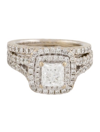 Vera Wang Diamond & Synthetic Sapphire Engagement Ring w/ Diamond Wedding Band Set