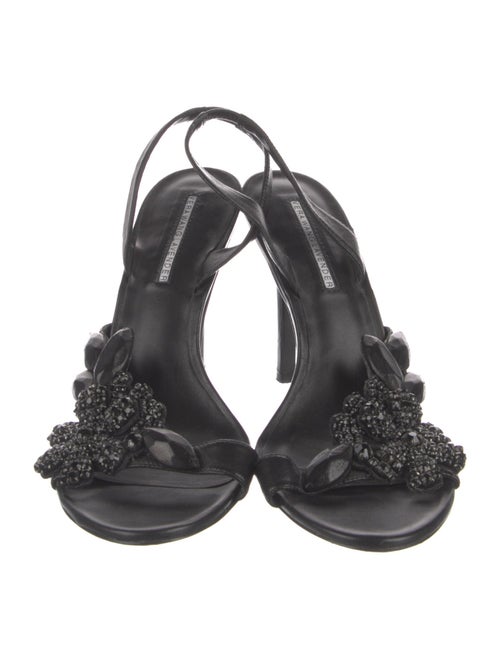 Vera Wang Leather Crystal Embellishments Slingback Sandals