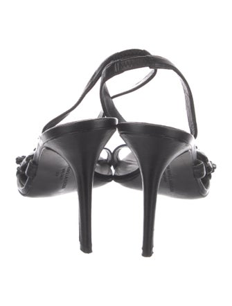Vera Wang Leather Crystal Embellishments Slingback Sandals