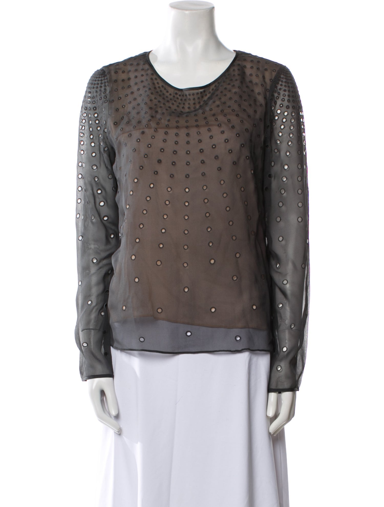 Vera Wang Silk Scoop Neck Top