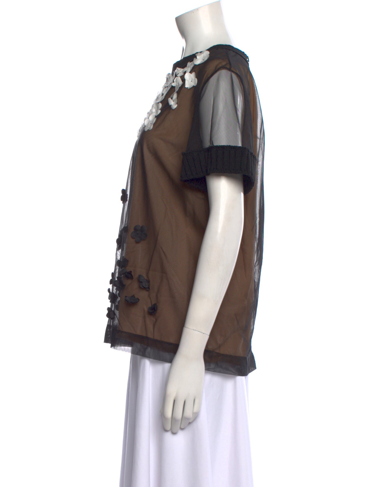 Vera Wang Printed Crew Neck Blouse