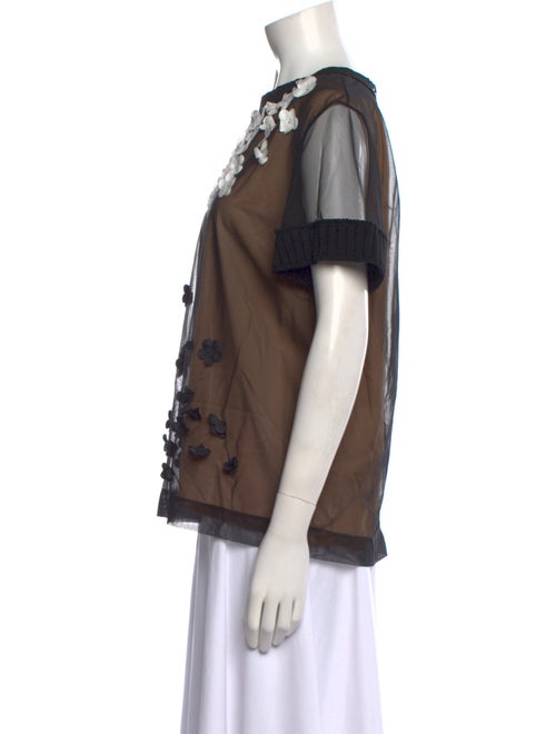 Vera Wang Printed Crew Neck Blouse