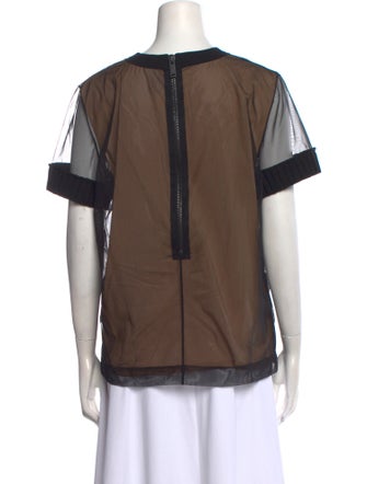 Vera Wang Printed Crew Neck Blouse