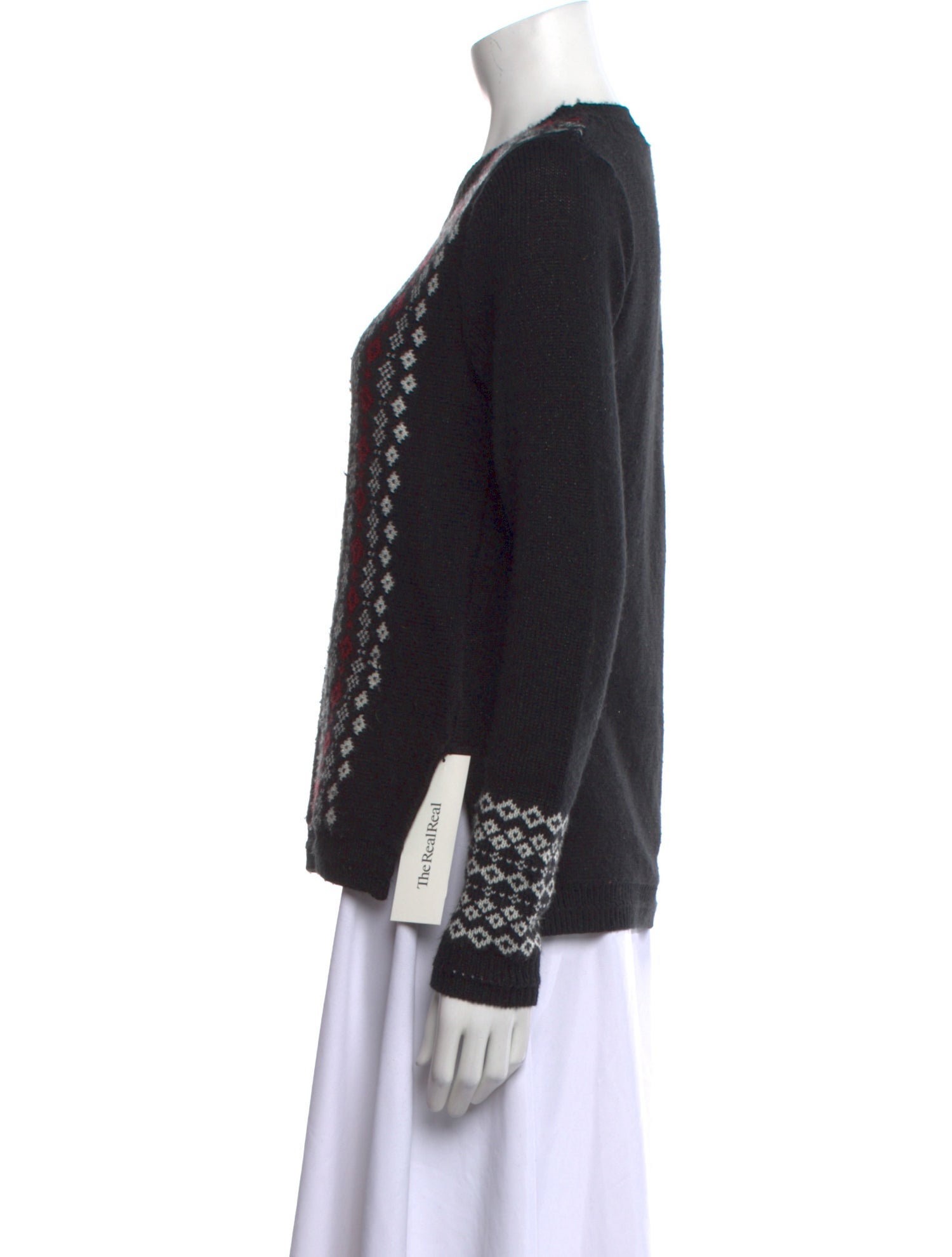 Vera Wang Printed Scoop Neck Sweater