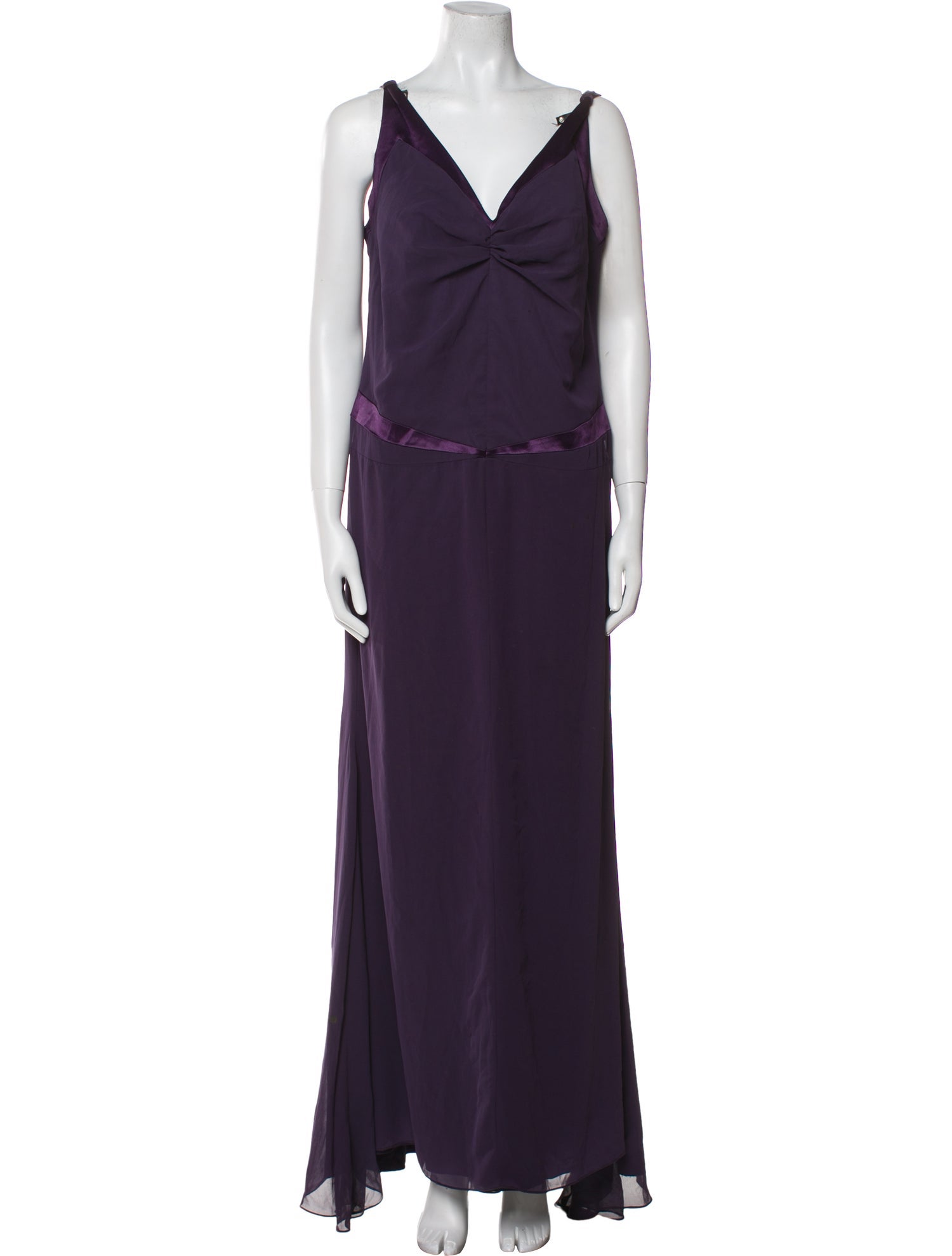 Vera Wang V-Neck Long Dress