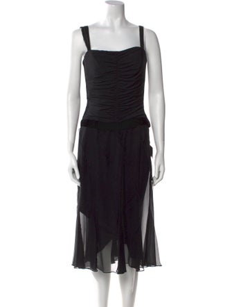 Vera Wang Square Neckline Midi Length Dress