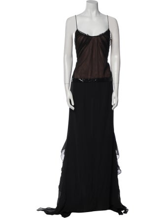 Vera Wang Scoop Neck Long Dress