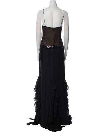 Vera Wang Scoop Neck Long Dress