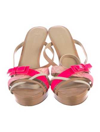 Vera Wang Leather Colorblock Pattern Sandals