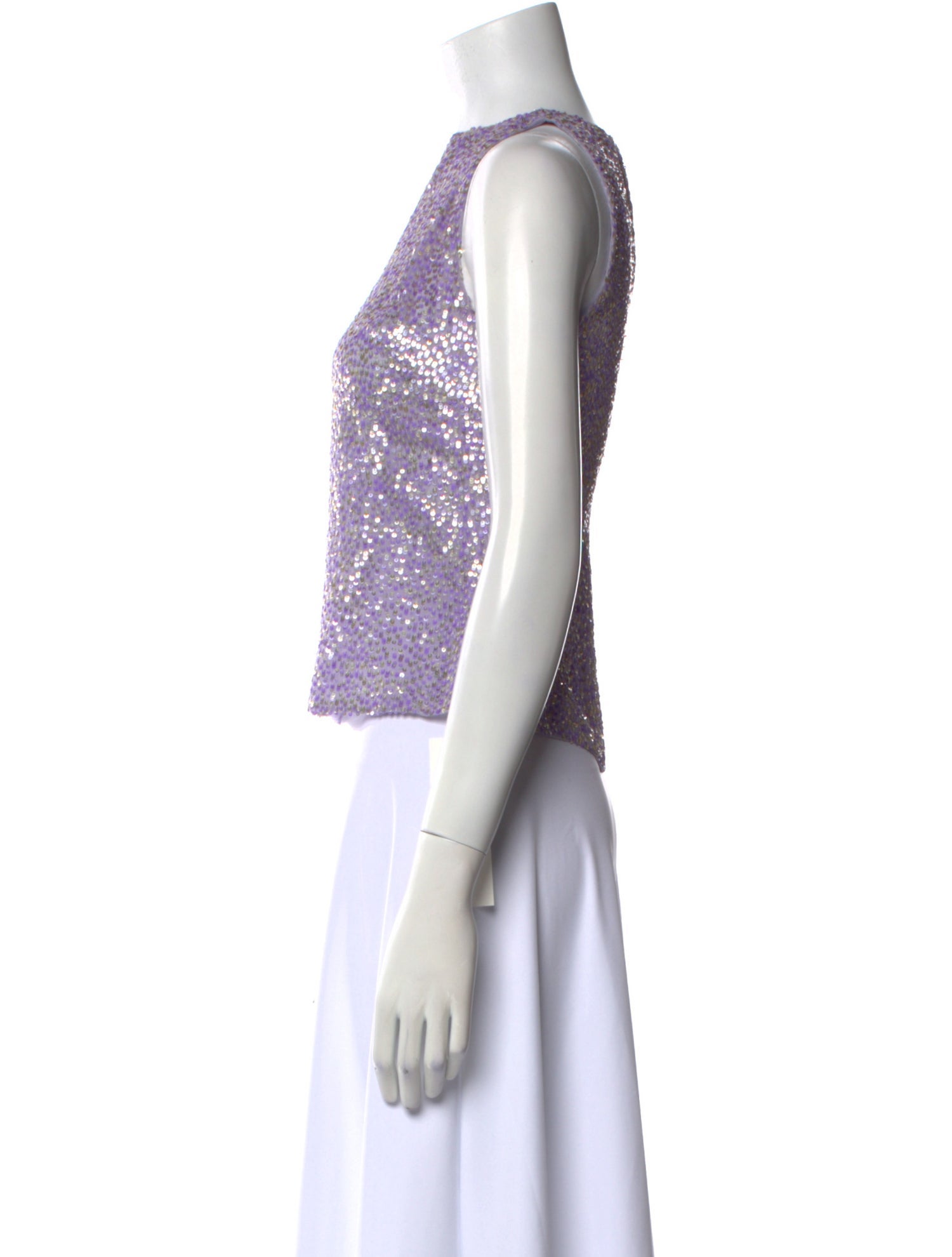 Vera Wang Silk Printed Crop Top