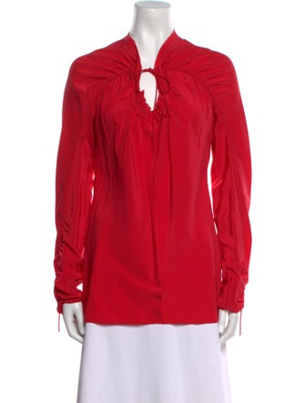 Vera Wang Silk V-Neck Blouse