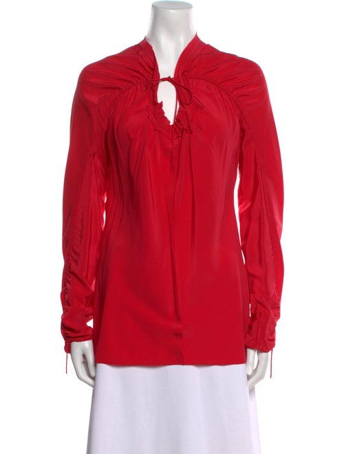 Vera Wang Silk V-Neck Blouse