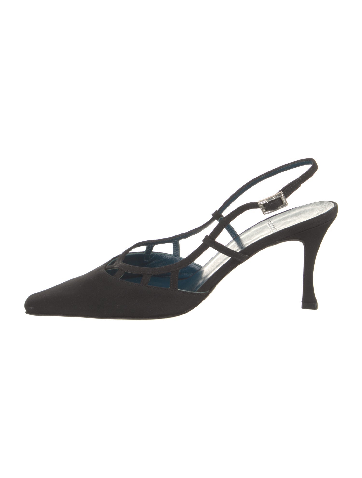 Vera Wang Satin Crystal Embellishments Slingback Pumps