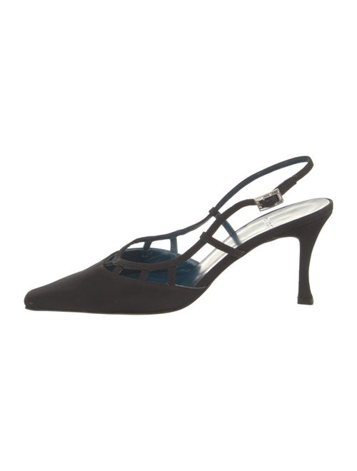 Vera Wang Satin Crystal Embellishments Slingback Pumps