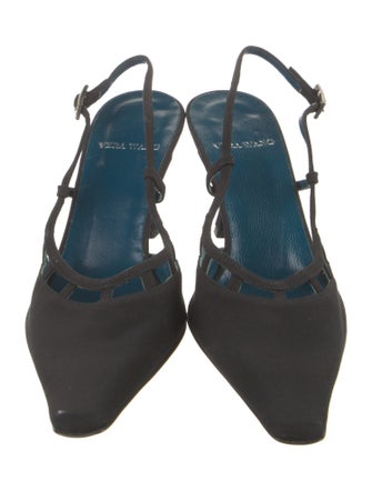 Vera Wang Satin Crystal Embellishments Slingback Pumps