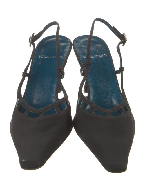 Vera Wang Satin Crystal Embellishments Slingback Pumps