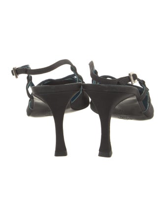 Vera Wang Satin Crystal Embellishments Slingback Pumps