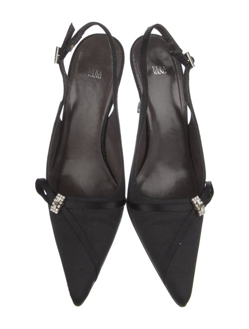Vera Wang Satin Crystal Embellishments Slingback Pumps