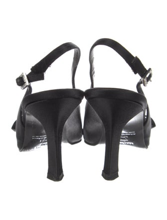 Vera Wang Satin Crystal Embellishments Slingback Pumps