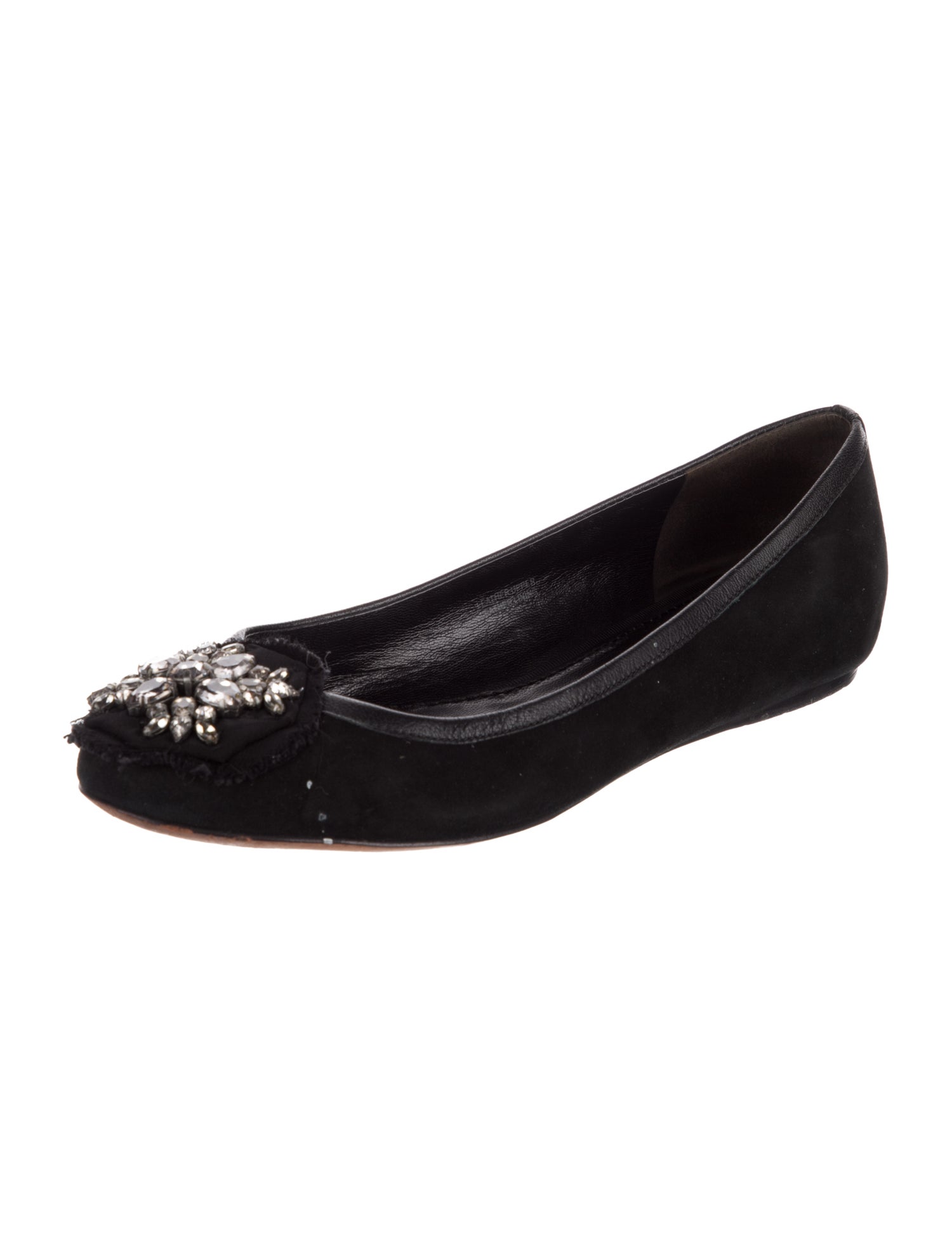 Vera Wang Suede Crystal Embellishments Flats