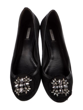 Vera Wang Suede Crystal Embellishments Flats