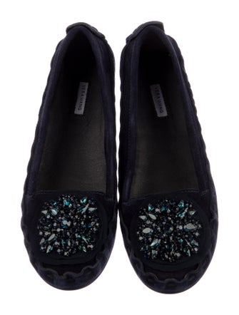 Vera Wang Suede Crystal Embellishments Flats