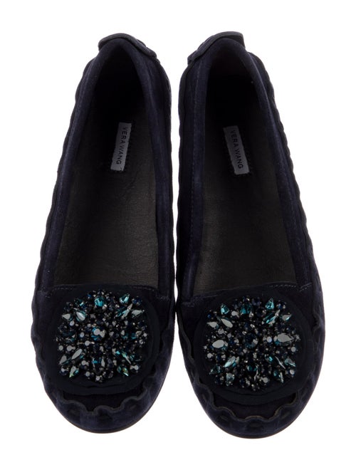 Vera Wang Suede Crystal Embellishments Flats