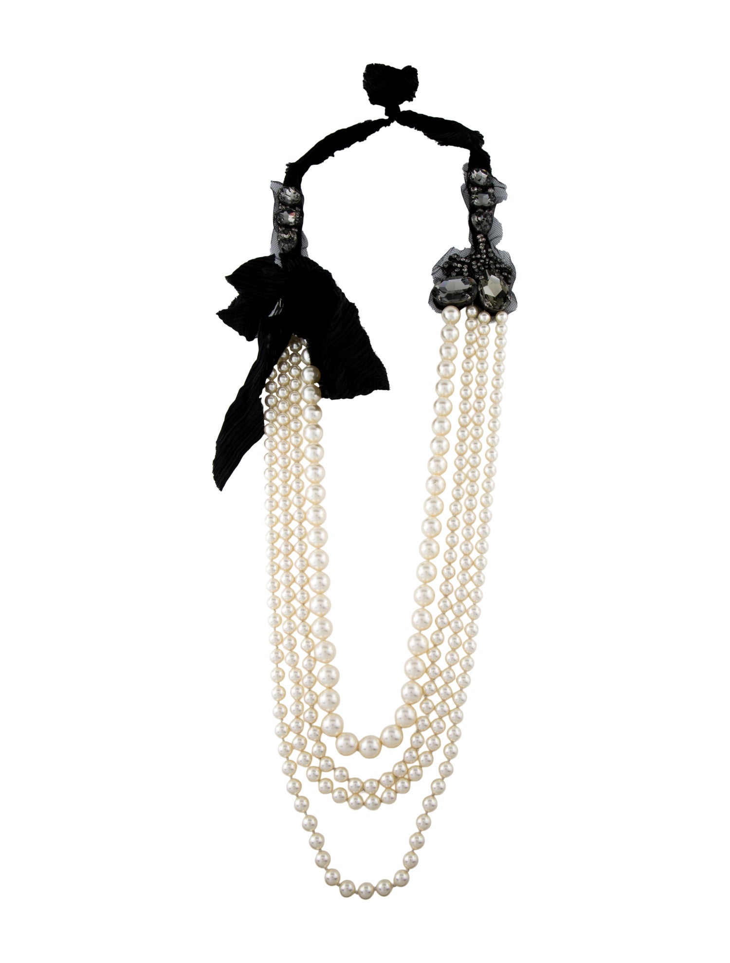 Vera Wang Four Faux Pearl & Crystal Bead Strand Necklace