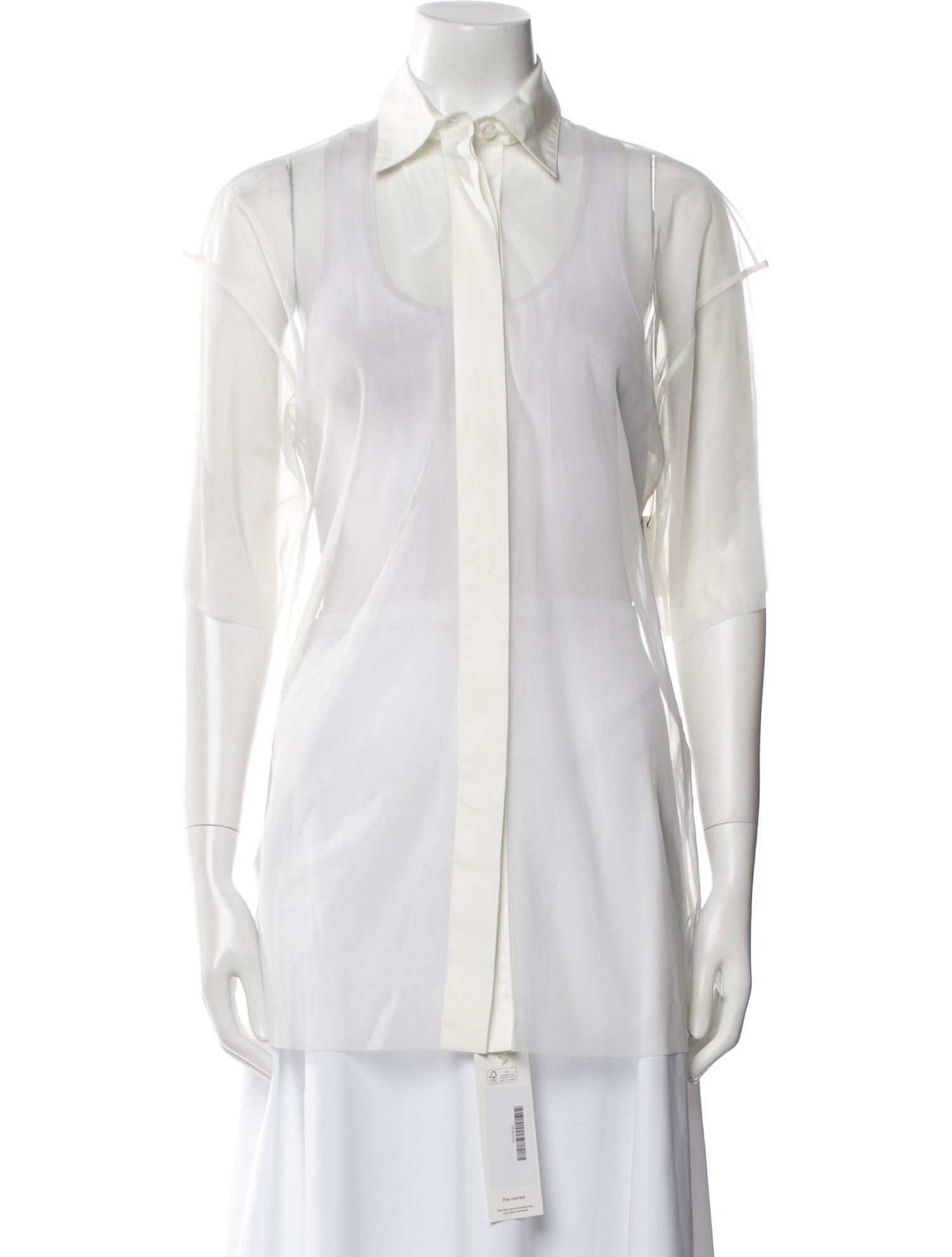 Vera Wang Short Sleeve Button-Up Top