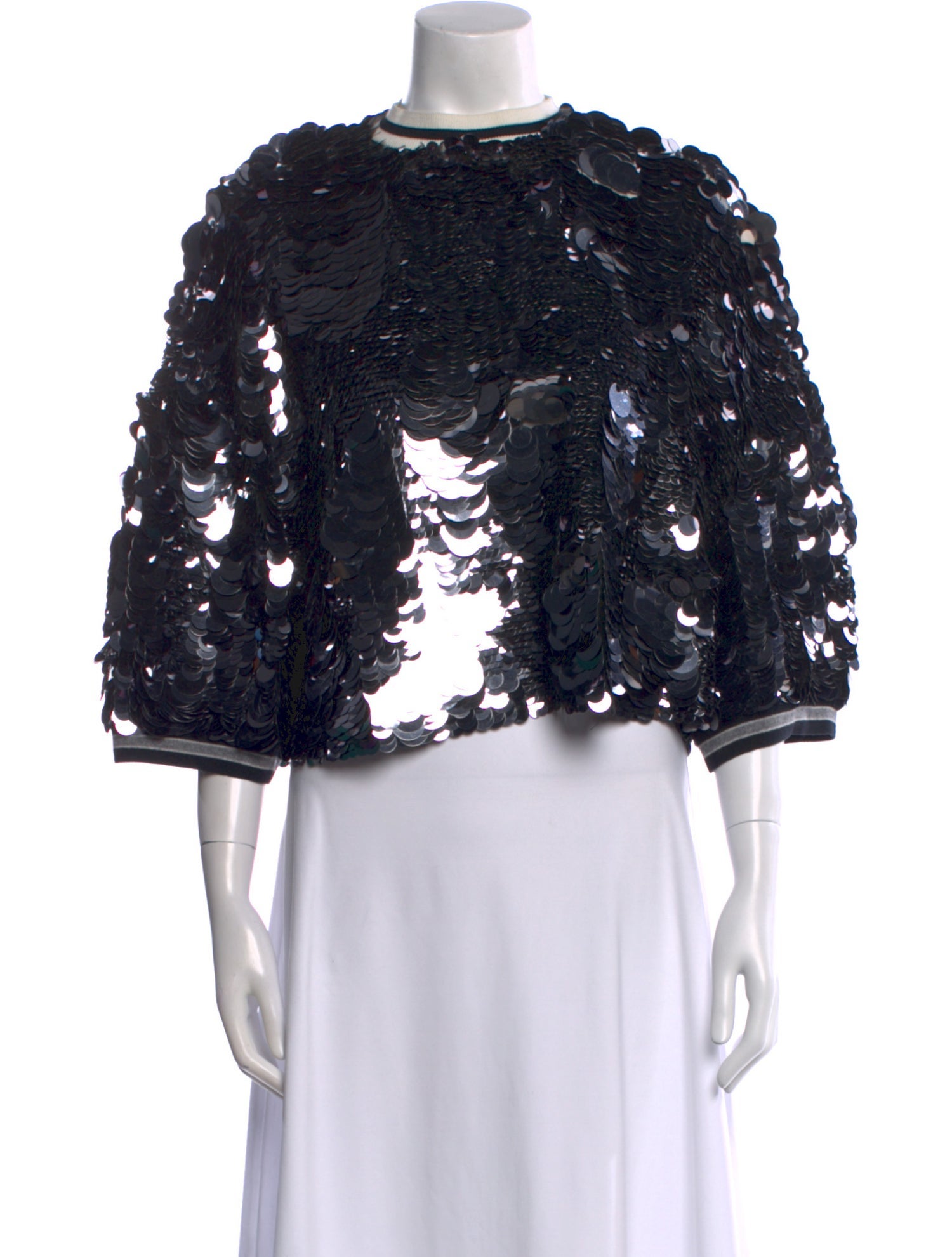 Vera Wang Lace Pattern Mock Neck Crop Top