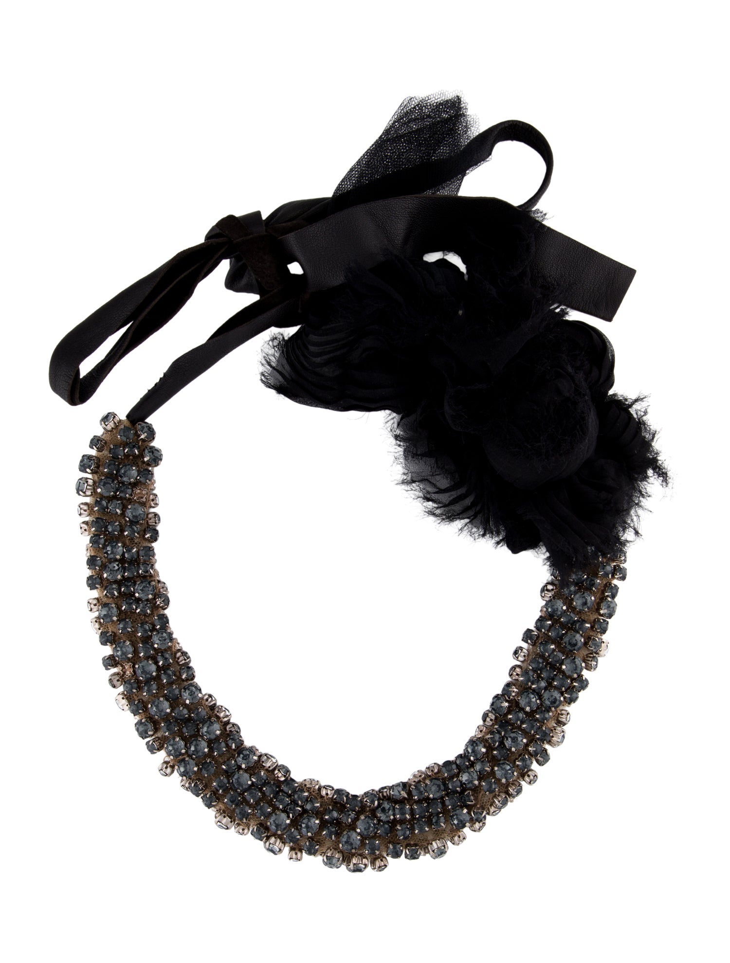 Vera Wang Crystal & Fabric Tie Collar Necklace