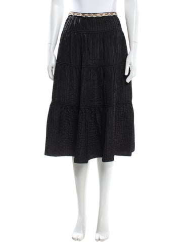 Pre-owned Vera Wang Silk Midi Length Skirt In Gray