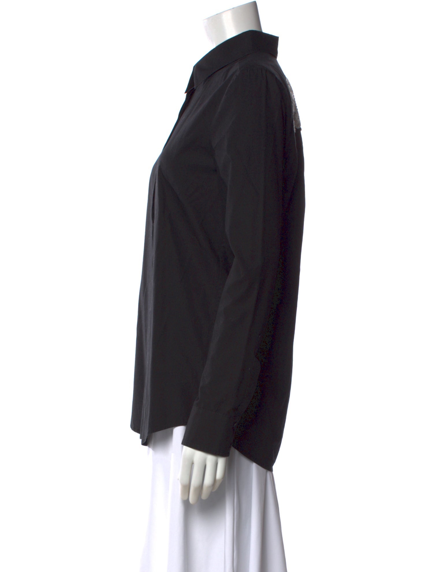 Vera Wang Long Sleeve Button-Up Top