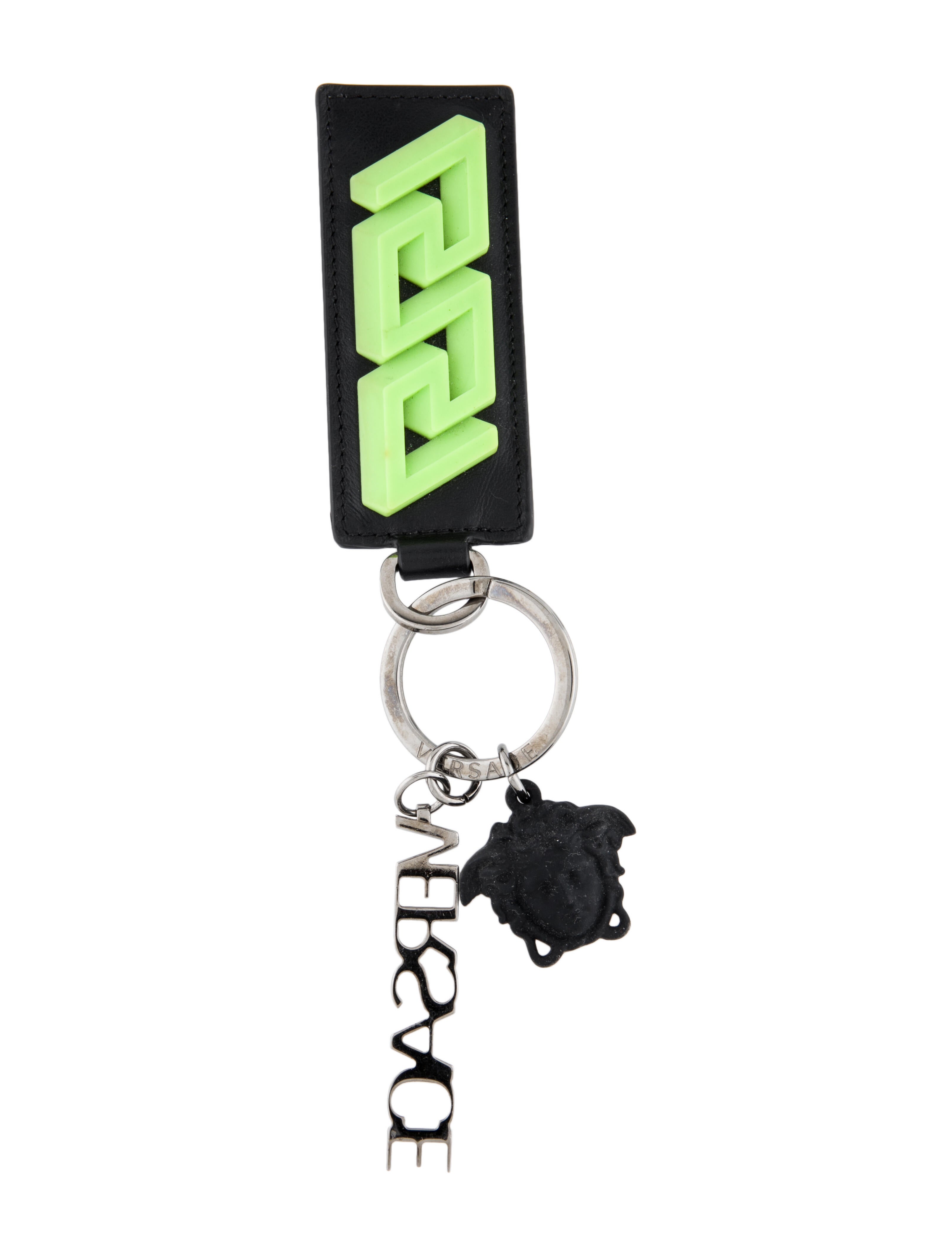 Versace Leather Medusa Head Keychain Black Keychains, Accessories