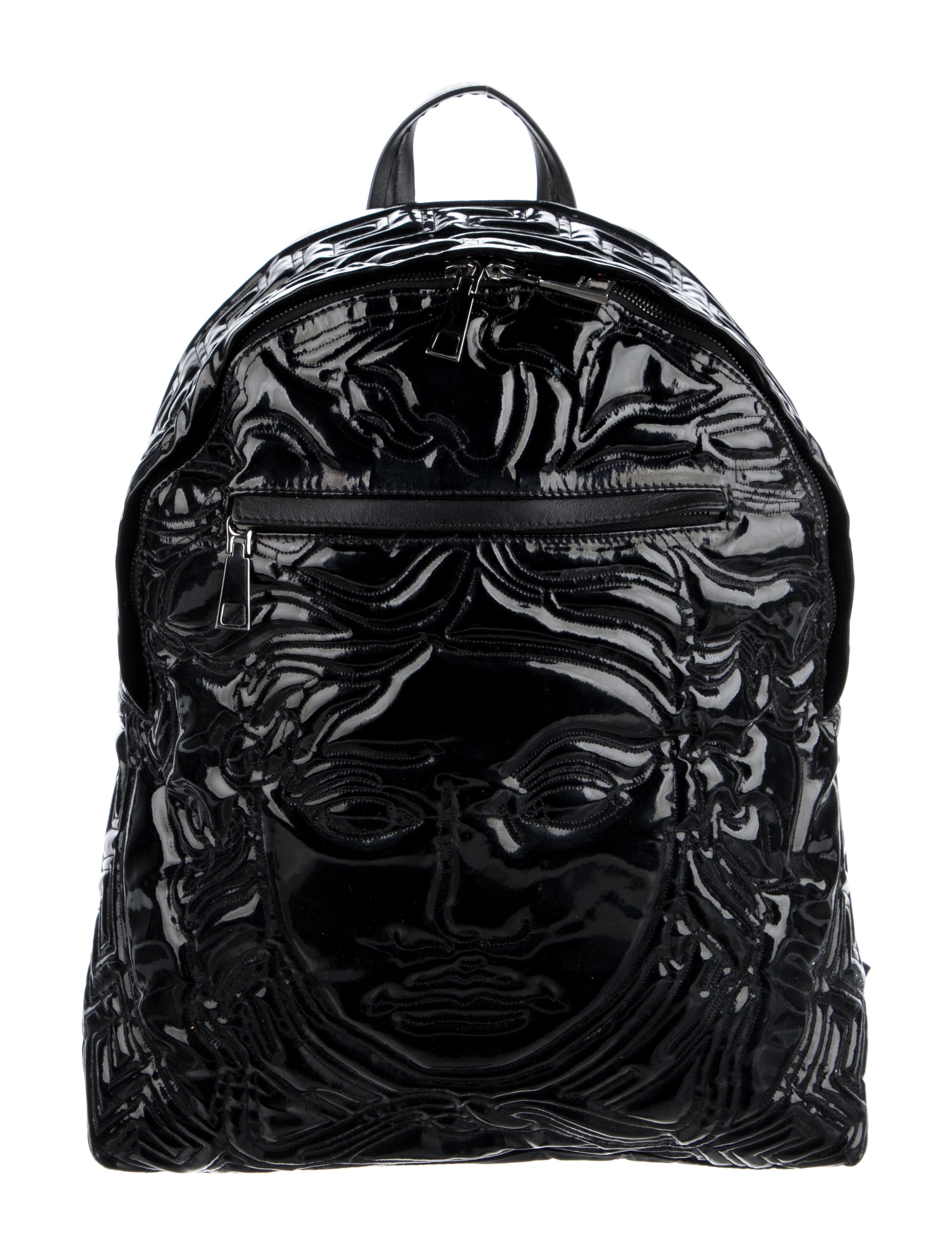 Versace LeatherTrimmed Backpack Black Backpacks, Handbags